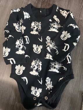 Disneyland Black Mickey Halloween Print Baby One-Piece Bodysuit